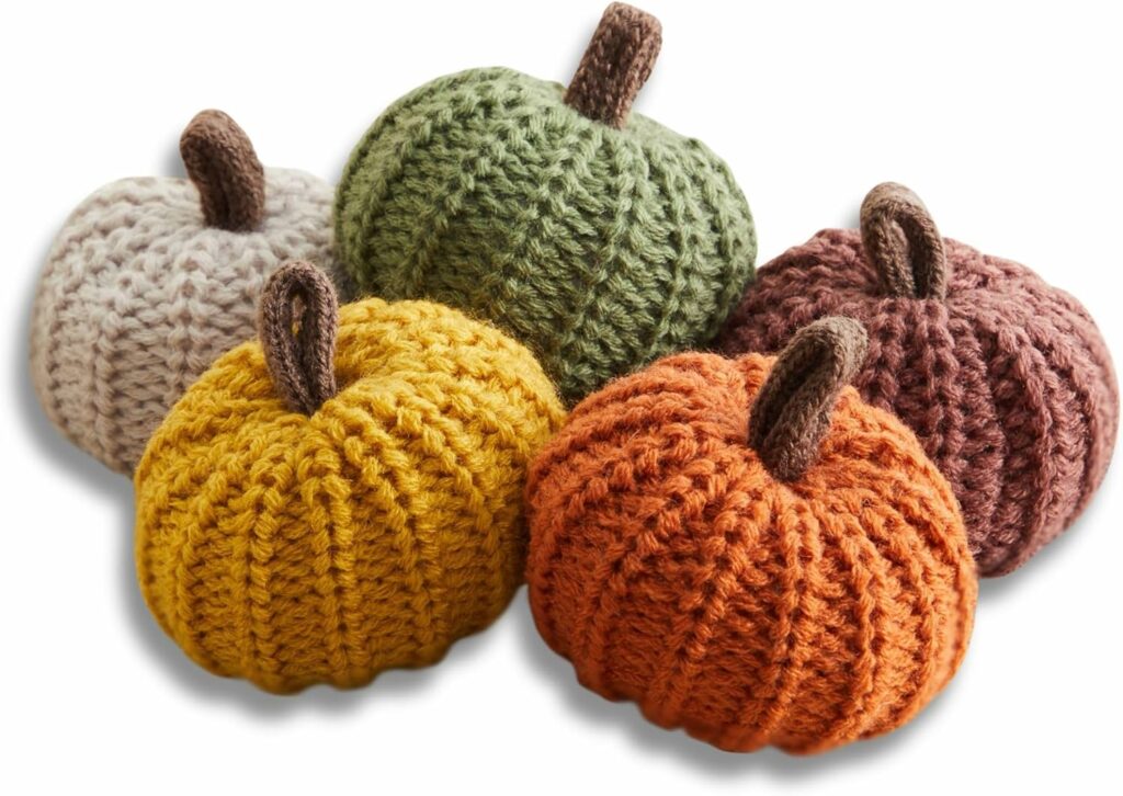 Set of 5 Mini Knit Pumpkins