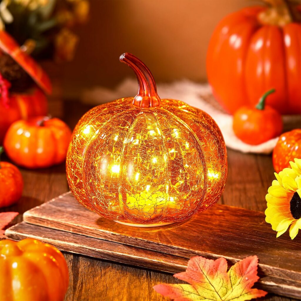 Glooglitter Glass Pumpkin Light