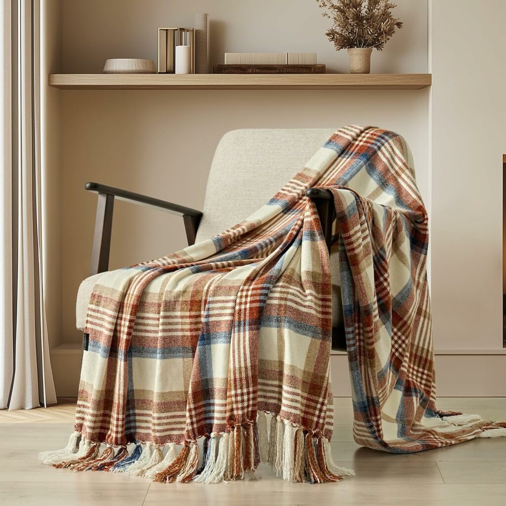 Plaid Chenille Fall Throw Blanket