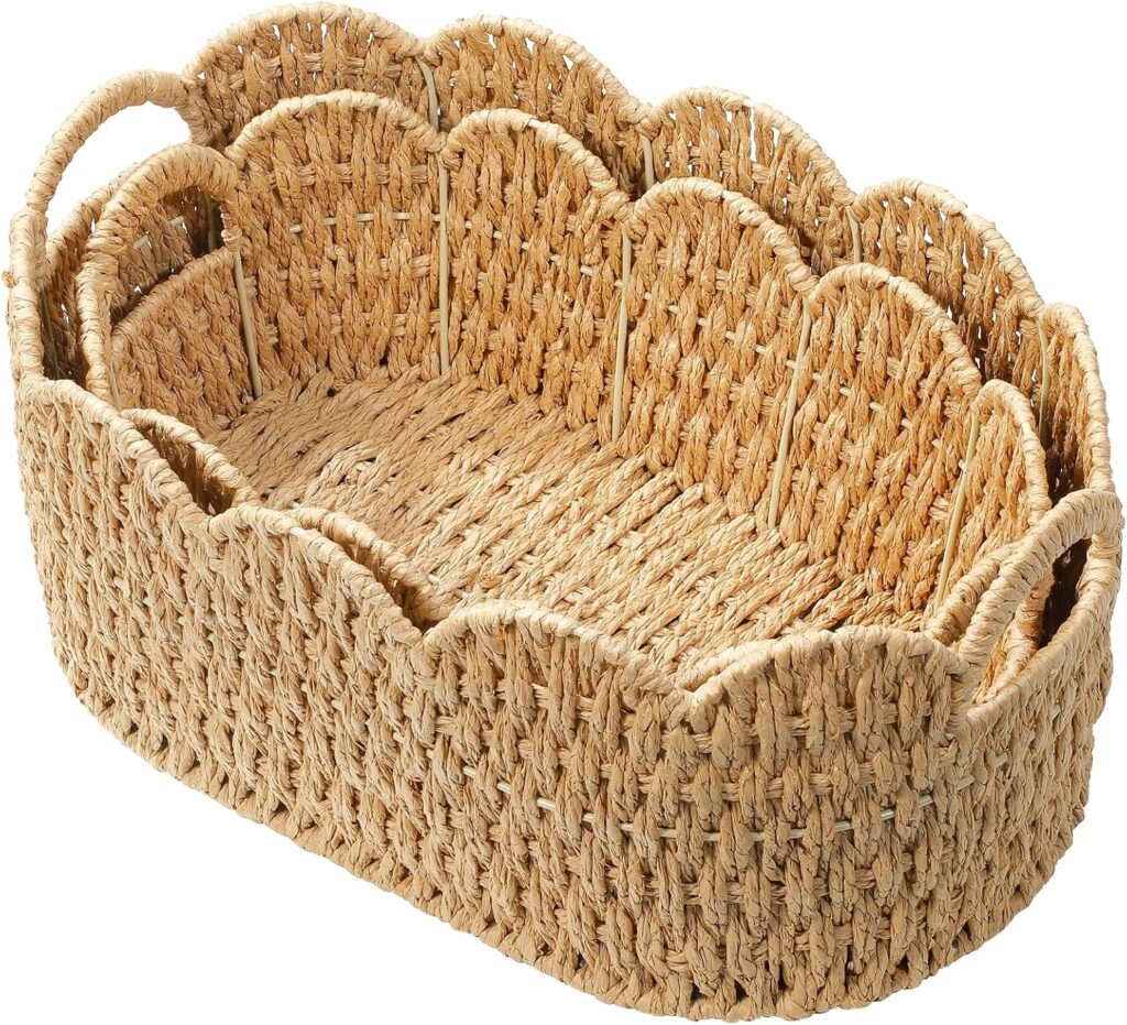 Paper Rope Scalloped Basket Set of 2