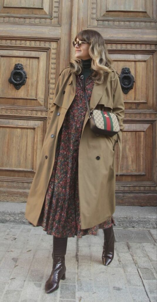 Trench Coat + Midi Dress