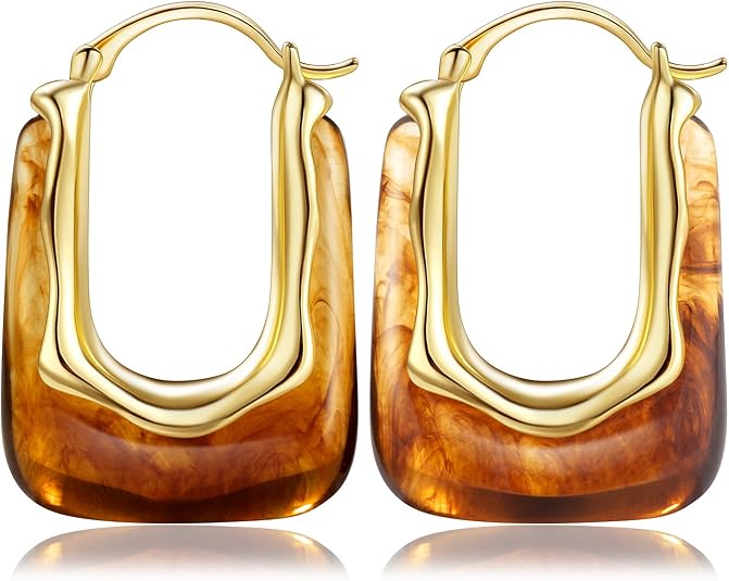Resin Gold Hoop Earrings