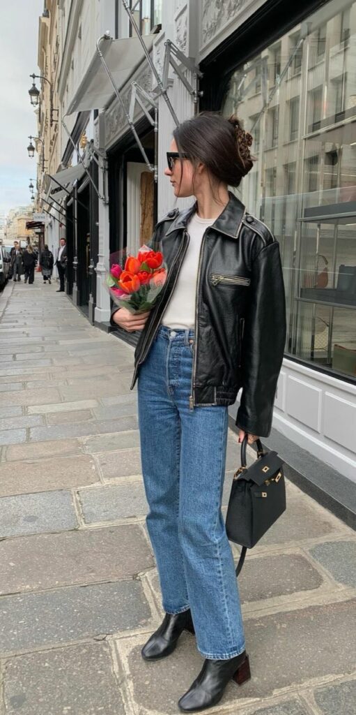 Leather Jacket + Jeans